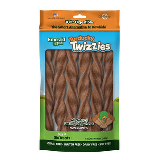 Emerald Pet Turducky Twizzies No-Rawhide Dog Chews 9", 6 Pieces