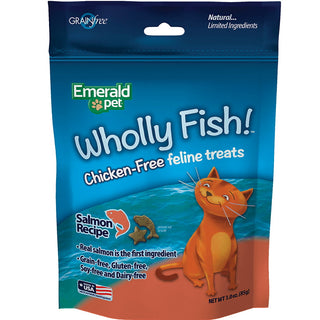 Emerald Pet Wholly Fish! Salmon Recipe Cat Treats, 3-oz bag