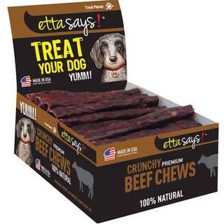 Etta Says! CHEW! Crunchy Premium Beef Chews Dog Treats, 4.5-Inch, Case of 36