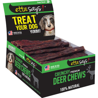 Etta Says! CHEW! Crunchy Premium Deer Chews Dog Treats, 4.5-Inch, Case of 36