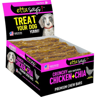 Etta Says! Crunchy Chicken + Chia Chew Bars Dog Treats, 12 count