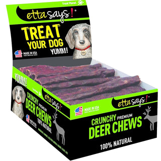 Etta Says! Premium Crunchy Deer Chews Dog Treats, 7" Case of 20