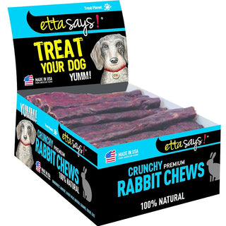 Etta Says! Premium Crunchy Rabbit Chews Dog Treats, 7" Case of 20