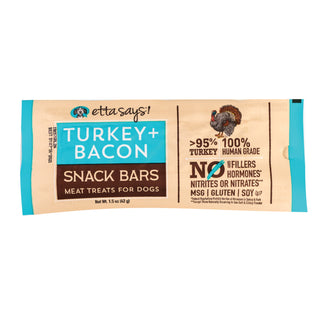 Etta Says! Turkey + Bacon Snack Bars Meat Dog Treats, Case of 12