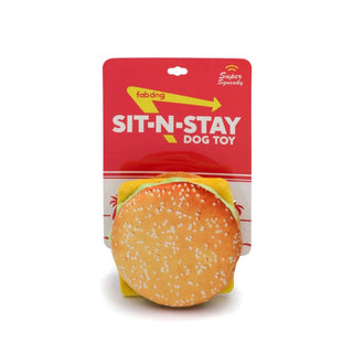 fabdog Sit N' Stay Cheeseburger Squeaker Dog Toy