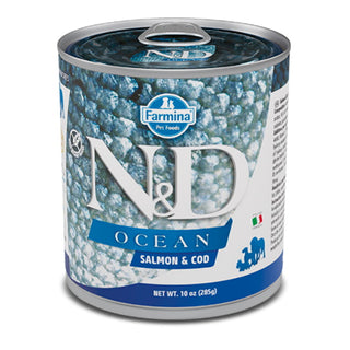 Farmina N&D Ocean Salmon & Cod Wet Dog Food, 10-oz Cans, Case of 6