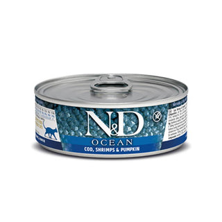 Farmina N&D Ocean Feline Cod, Shrimp, Pumpkin Canned Cat Food, 2.46-oz Cans, Case of 24