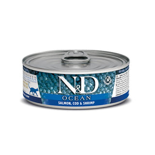 Farmina N&D Ocean Feline Salmon, Cod & Shrimp Canned Cat Food, 2.46-oz Cans, Case of 24