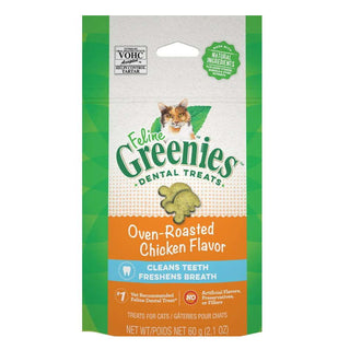 FELINE GREENIES Oven Roasted Chicken Flavor Dental Cat Treats, 2.1-oz Bag