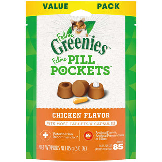 FELINE GREENIES Pill Pockets for Cats Value Pack, Chicken Flavor, 85-Count Bag