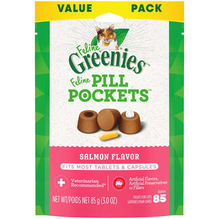 FELINE GREENIES Pill Pockets for Cats Value Pack, Salmon Flavor, 85-Count Bag