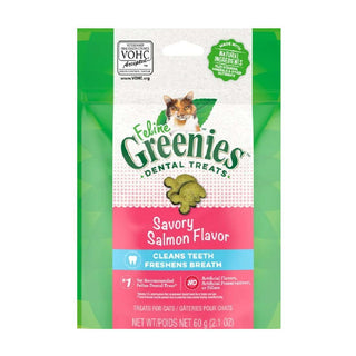 FELINE GREENIES Savory Salmon Flavor Dental Cat Treats, 2.1-oz Bag