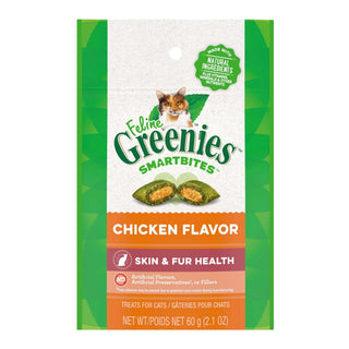 FELINE GREENIES SmartBites Skin & Fur Health Chicken Flavor Cat Treats, 2.1-oz