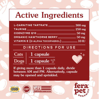 Fera Pets Cardiac Support for Dogs and Cats, 120 Capsules