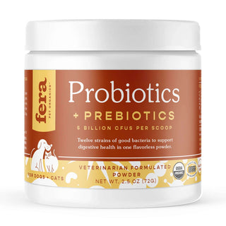 Fera Pets USDA Organic Probiotics with Prebiotics Powder for Dogs & Cats