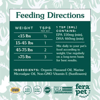 Fera Pets Vegan Omega-3 Oil for Dogs and Cats, 8-oz