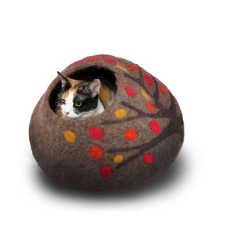 FriendSheep Eco Wool Kitty or Small Dog Cave, Orange Crush