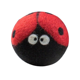 FriendSheep Ladybug Wool Ball Dog Toy, 3"