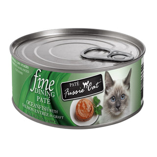 Fussie Cat Fine Dining Pate Oceanfish with Salmon in Gravy Wet Cat Food, 2.82-oz, Case of 24