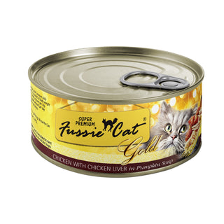 Fussie Cat Super Premium Chicken & Chicken Liver in Pumpkin Soup Canned Cat Food, 2.82-oz, Case of 24