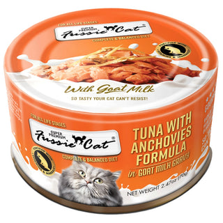 Fussie Cat Tuna Small Anchovies in Goat Milk Gravy Wet Cat Food, 2.47-oz, Case of 24