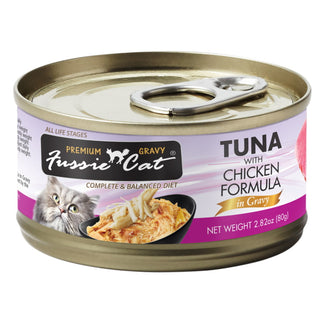 Fussie Cat Tuna with Chicken Formula in Gravy Wet Cat Food, 2.82-oz, Case of 24