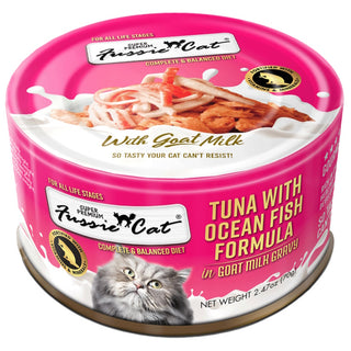 Fussie Cat Tuna with Ocean Fish in Goat Milk Gravy Wet Cat Food, 2.47-oz, Case of 24