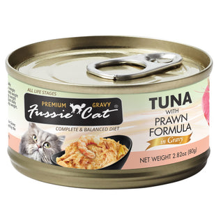 Fussie Cat Tuna with Prawn Formula in Gravy Wet Cat Food, 2.82-oz, Case of 24