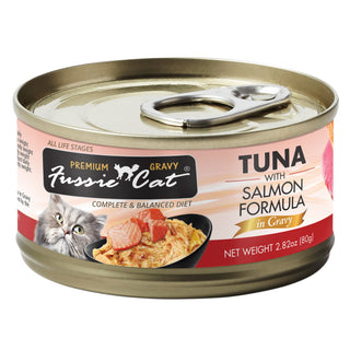 Fussie Cat Tuna with Salmon Formula in Gravy Wet Cat Food, 2.82-oz, Case of 24