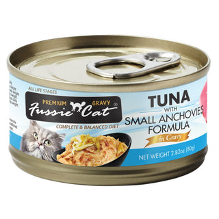 Fussie Cat Tuna with Small Anchovies Formula in Gravy Wet Cat Food, 2.82-oz, Case of 24