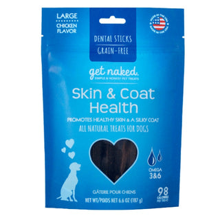 Get Naked Skin & Coat Health Grain-Free Dental Chew Sticks Dog Treats, Large