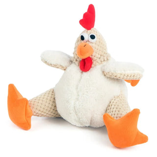 GoDog Checkers Fat Rooster Chew Guard Squeaky Plush Dog Toy, Large