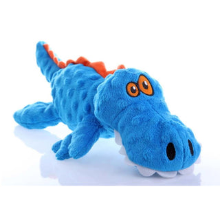 GoDog Gators Chew Guard Squeaky Plush Dog Toy, Blue, Large