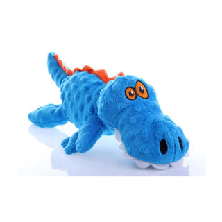 GoDog Gators Chew Guard Squeaky Plush Dog Toy, Blue, Small