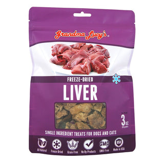 Grandma Lucy's Freeze-Dried Singles Liver Dog & Cat Treats, 3-oz bag