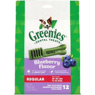 Greenies Blueberry Flavor Regular Size Dental Dog Treats, 12-oz, 12-Count Bag