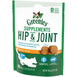 GREENIES Hip & Joint Dog Supplements with Chicken Flavor Soft Chews, 30 Count Bag