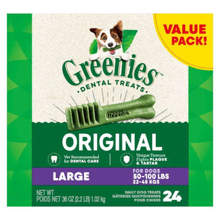 Greenies Original Large Size Dental Dog Treats, 24-Count Value Pack