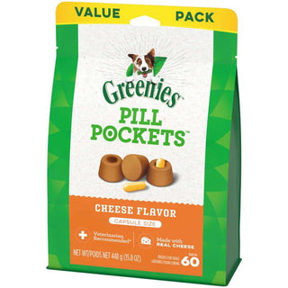 GREENIES Pill Pockets Canine Cheese Flavor Dog Treats, Capsule Size, 60-Count Bag