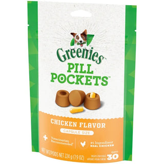 GREENIES Pill Pockets Canine Chicken Flavor Dog Treats, Capsule Size, 30-Count Bag