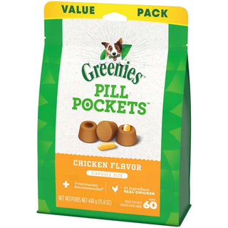 GREENIES Pill Pockets Canine Chicken Flavor Dog Treats, Capsule Size, 60-Count Bag