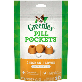 GREENIES Pill Pockets Canine Chicken Flavor Dog Treats, Tablet Size, 30-Count Bag