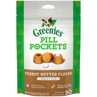 GREENIES Pill Pockets Canine Peanut Butter Flavor Dog Treats, Tablet Size, 30-Count Bag