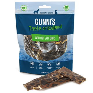 Gunni's Wolffish Skin Chips Dog Treats, 9-oz Bag