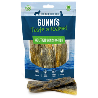 Gunni's Wolffish Skin Shorties Dog Treats, 2.5-oz Bag