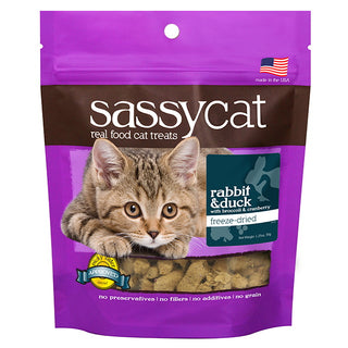 Herbsmith Sassy Cat Freeze-Dried Rabbit & Duck Treats for Cats, 1.25-oz Bag