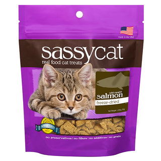 Herbsmith Sassy Cat Freeze-Dried Salmon Treats for Cats, 1.25-oz Bag