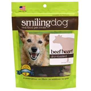 Herbsmith Smiling Dog Dry Roasted Beef Heart Dog Treats, 2.5-oz Bag