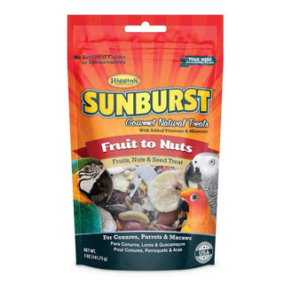 Higgins Sunburst Gourmet Fruits to Nuts Natural Treats for Conures, Parrots and Macaws