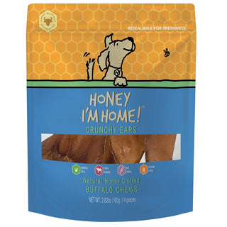 Honey I'm Home Crunchy Water Buffalo Ears Dog Treats, 4 Ears